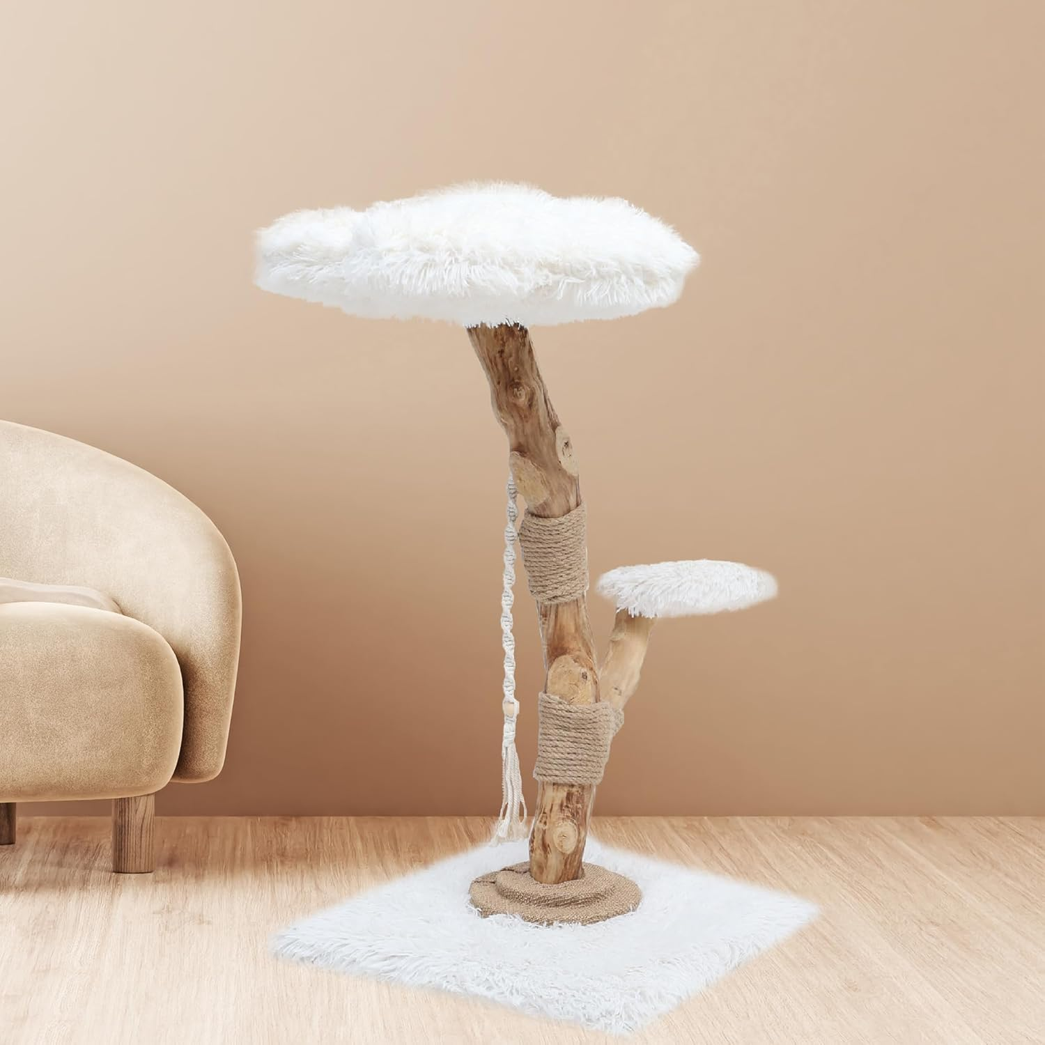 Cattitude Cat Scratch Playground in the Clouds, White&Brown, 91Cm Height - Cat Tower,Indoor Cats, Cat House, Scratcher