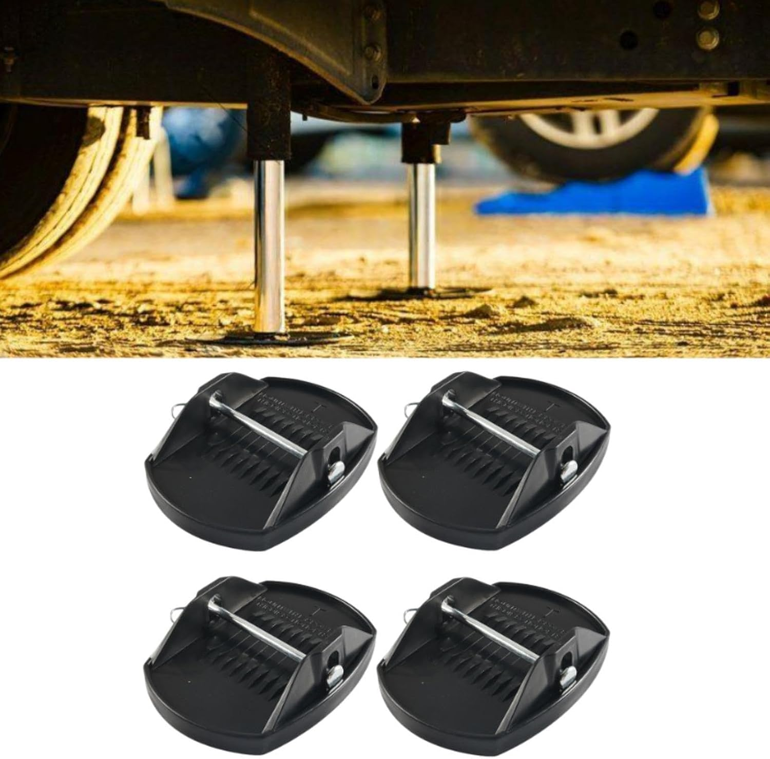 4Pcs RV Trailer Jack Pads Stabiliser Pads High Strength Replacement Wheel Foot Leg Support Adapter for Motorhome image number 4