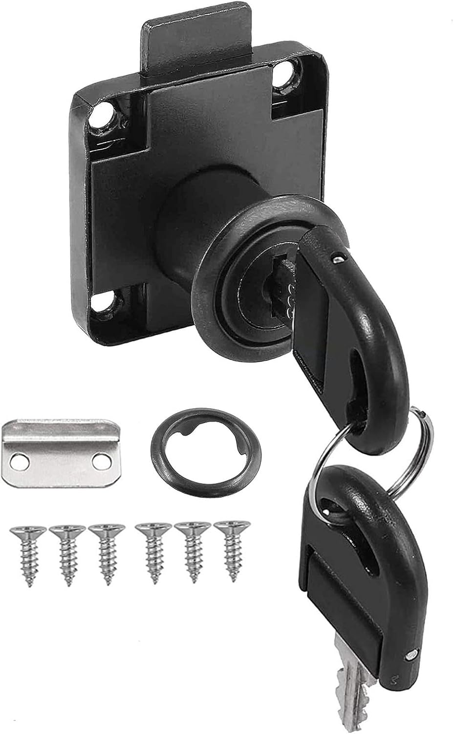 4PCS Cam Lock 22Mm, Security Cabinet Lock with Key Different Cupboard Lock for Furniture Mailbox Drawer Postbox Letterbox Household Office Door Locks Black - Black-1 Pack image number 6