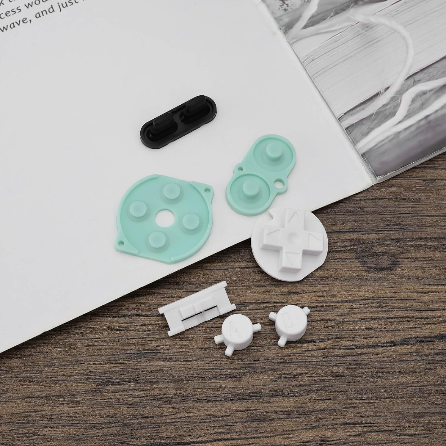 Emsea 2 Sets of Silicone Rubber Conductive Buttons Kits Compatible with Game Boy Color/Gameboy GBC Power On/Off Button Light Green + Black + White image number 6
