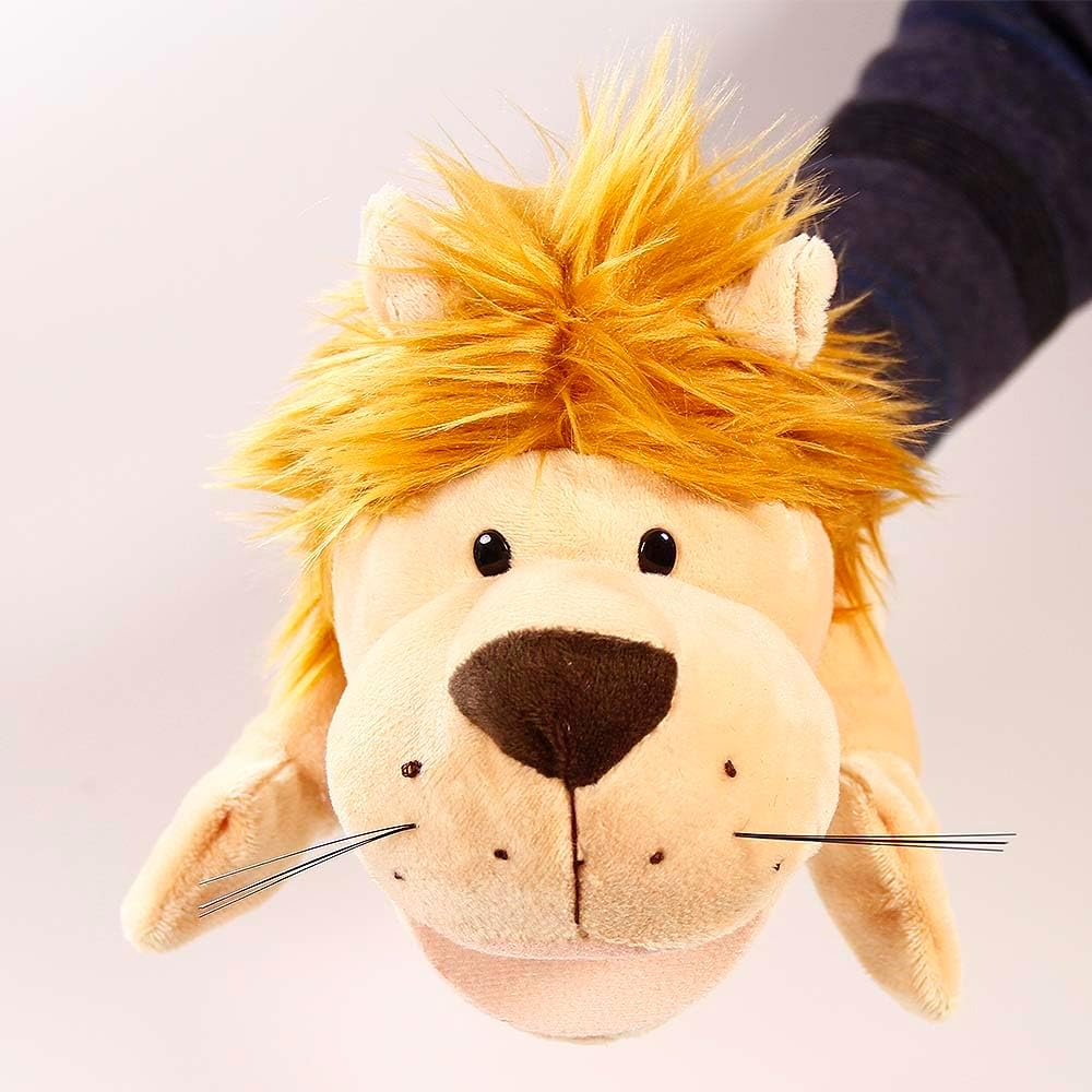 Lion Hand Puppet for Kids - Farm Animals Finger Puppets, Plush Soft Toy with Movable Mouth - Little Yellow Duck image number 7