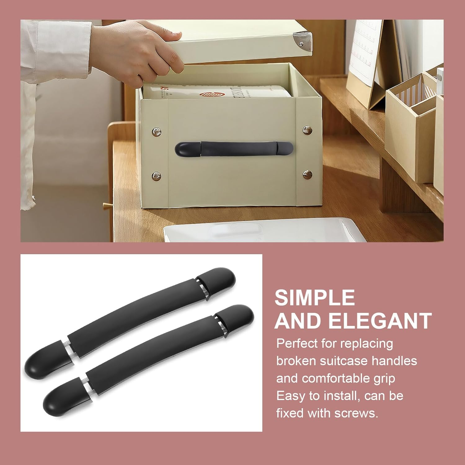 Yardenfun 2Pcs Plastic Replacement Suitcase Handle Grip for Luggage Case Travel Suitcase Luggage Handle Replacement Accessories image number 4