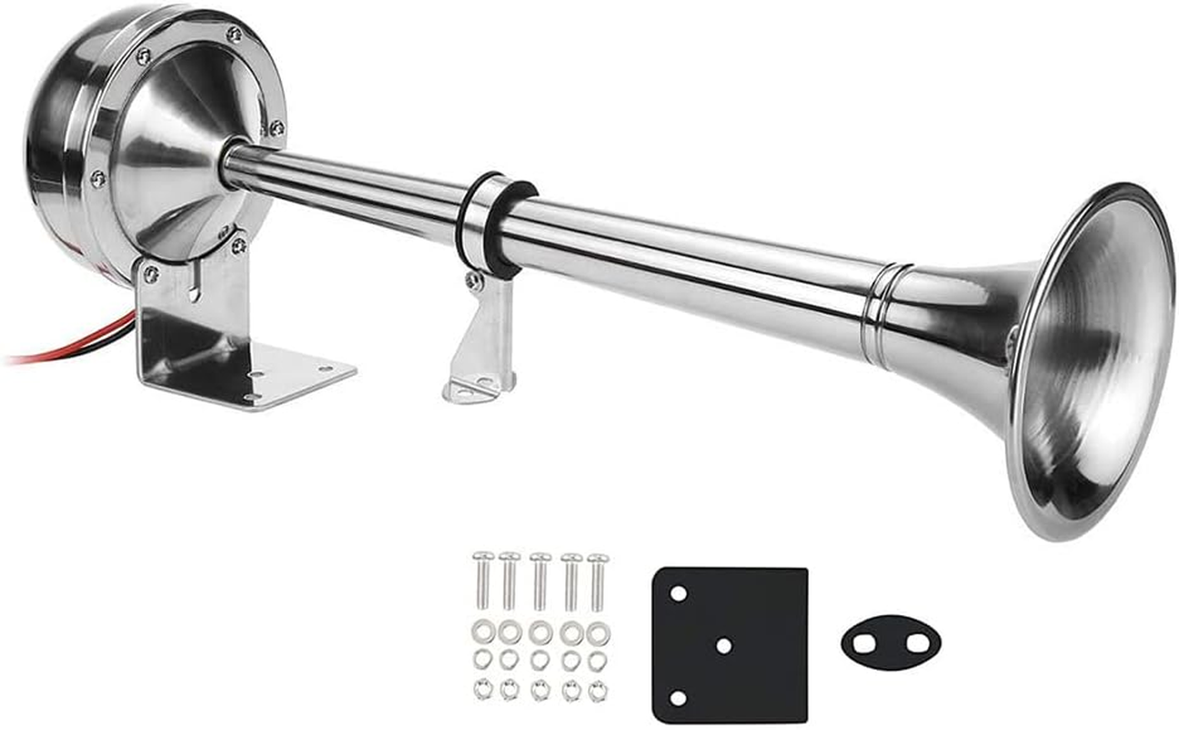 Gugxiom 12V Marine Horn Boat Horn Marine, No Magnetic Stainless Universal Boat Air Horn Coast Guard Approved, Air Horns Loud Marine Air Horns Single Trumpet for Safety image number 1