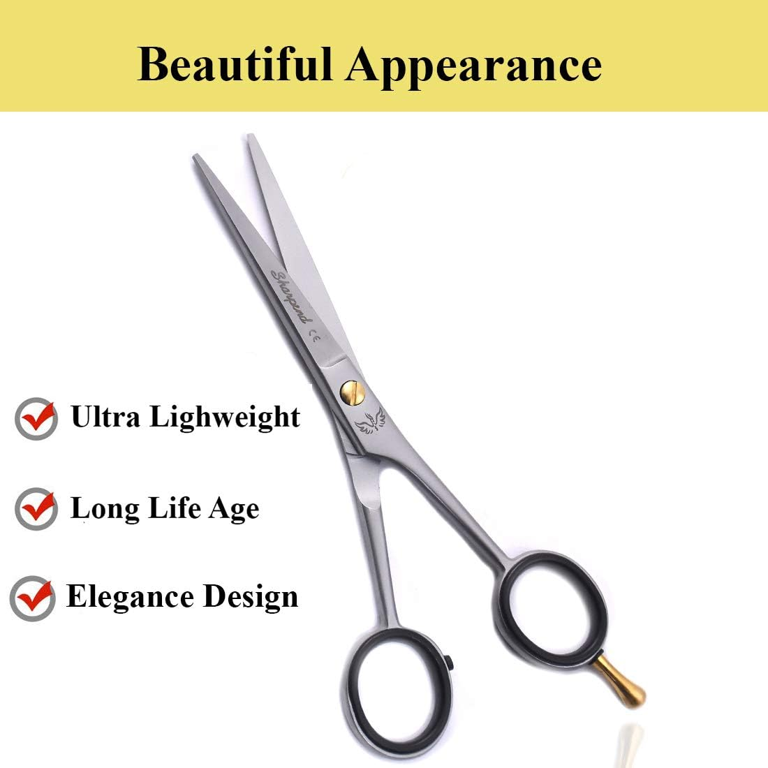 Hair Cutting Scissors Professional 6'' Hairdressing Shears, Thinning Scissors, Japanese Stainless Steel Razor Sharp Scissors for Barber & Salon Kit for Men & Women