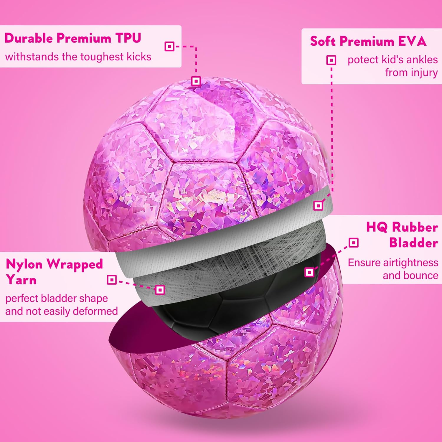 Champhox Kids Soccer Ball with Pump, Children Sports Ball Cartoon Design Toddlers Recreative Indoor Outdoor Ball for Kids, Toddlers, Girls, Boys, Children, School