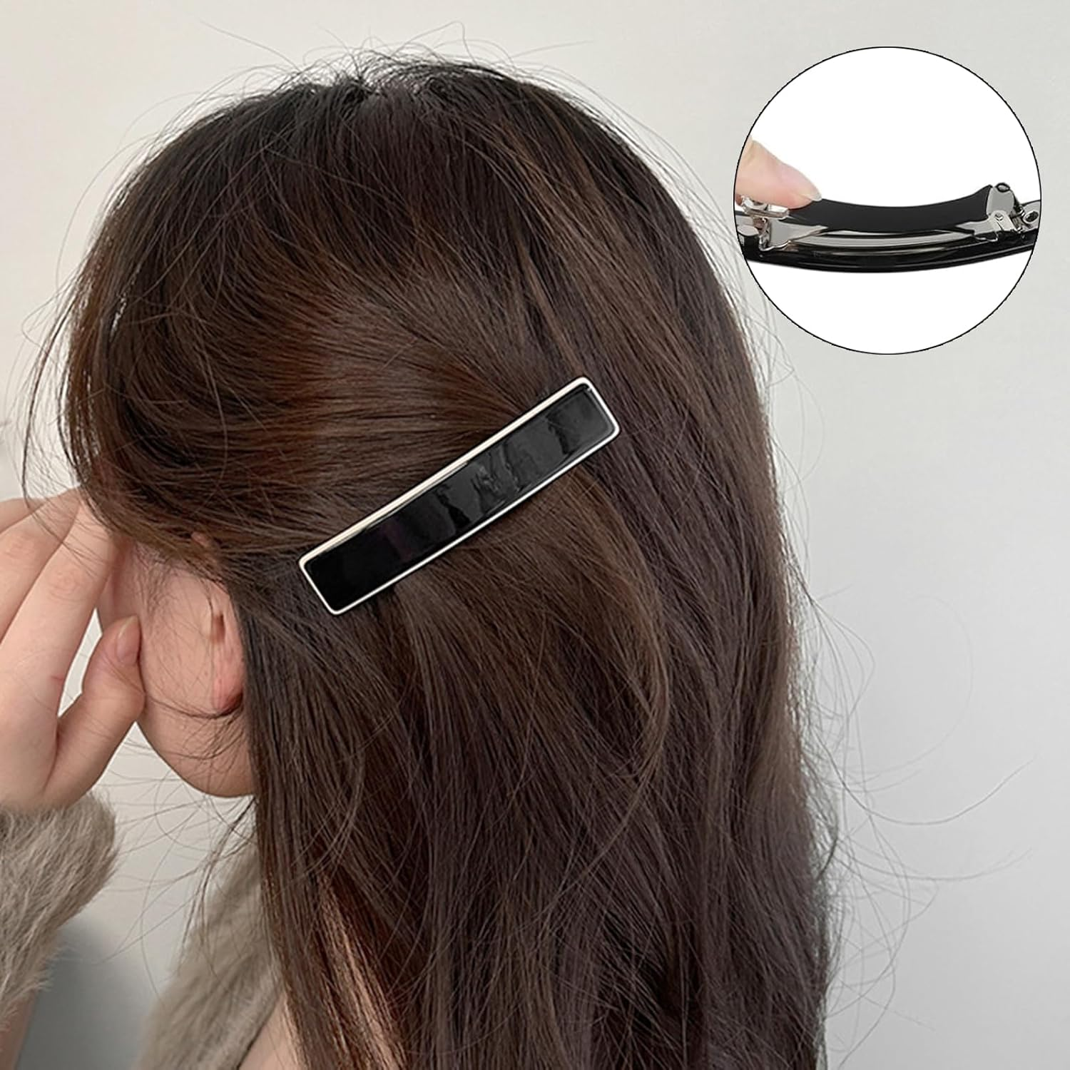 Pack of 2 Hair Clips, Vintage Hair Clips, Classic Hair Clips, French Hair Clips, Rectangular Hair Clips, Decorative Hair Clip, Large for Women and Girls image number 5