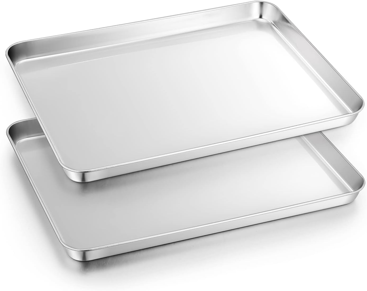 Herogo Baking Tray Set of 2, Stainless Steel Oven Tray 40 X 30 X 2.5Cm, Large Rimmed Baking Pan Cookie Sheet, Healthy & Non Toxic, Rust Free & Mirror Finish, Easy Clean & Dishwasher Safe image number 5