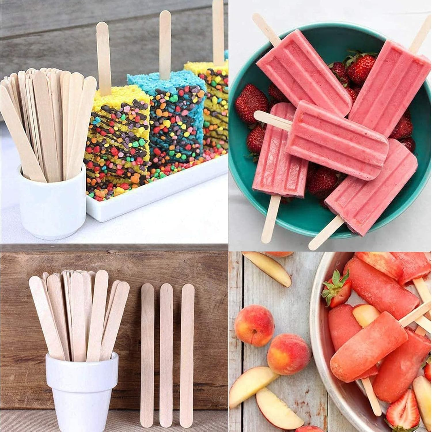 100PCS Crafts Lolly Sticks Lollipop Sticks Wooden,Natural Wood Sticks Lolly Sticks for Craft, DIY Ice Cream Stick LCE Cream Sticks for Craft Project Ice Cream Scoops image number 5