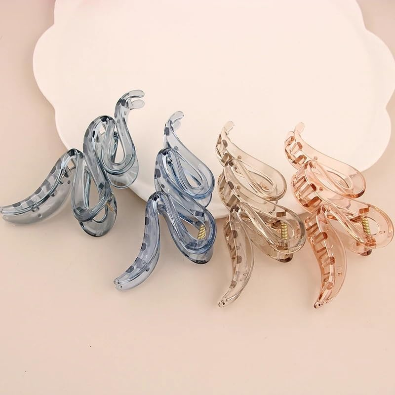 Hair Claw Clips 13CM Large Simple Fashion Wave Shape Frosted Matte Transparent Bright Hairpin Shark Clip Headdress Hair Accessories image number 2