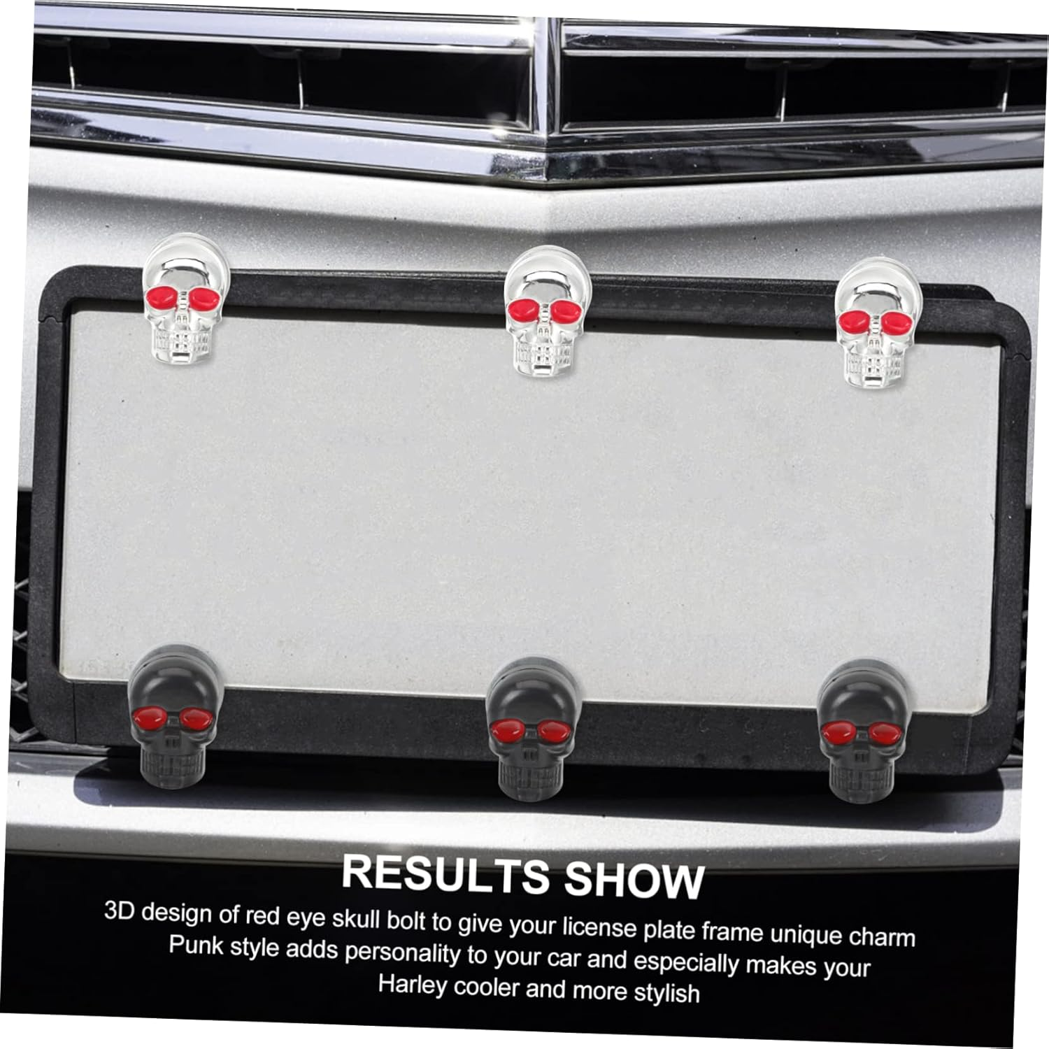 GRIRIW 6Pcs Skull Motorbike License Plate Screws Motorcycle Modification Fasteners Easy Install Nuts Washers Plated Finish for Motorbike Truck image number 5