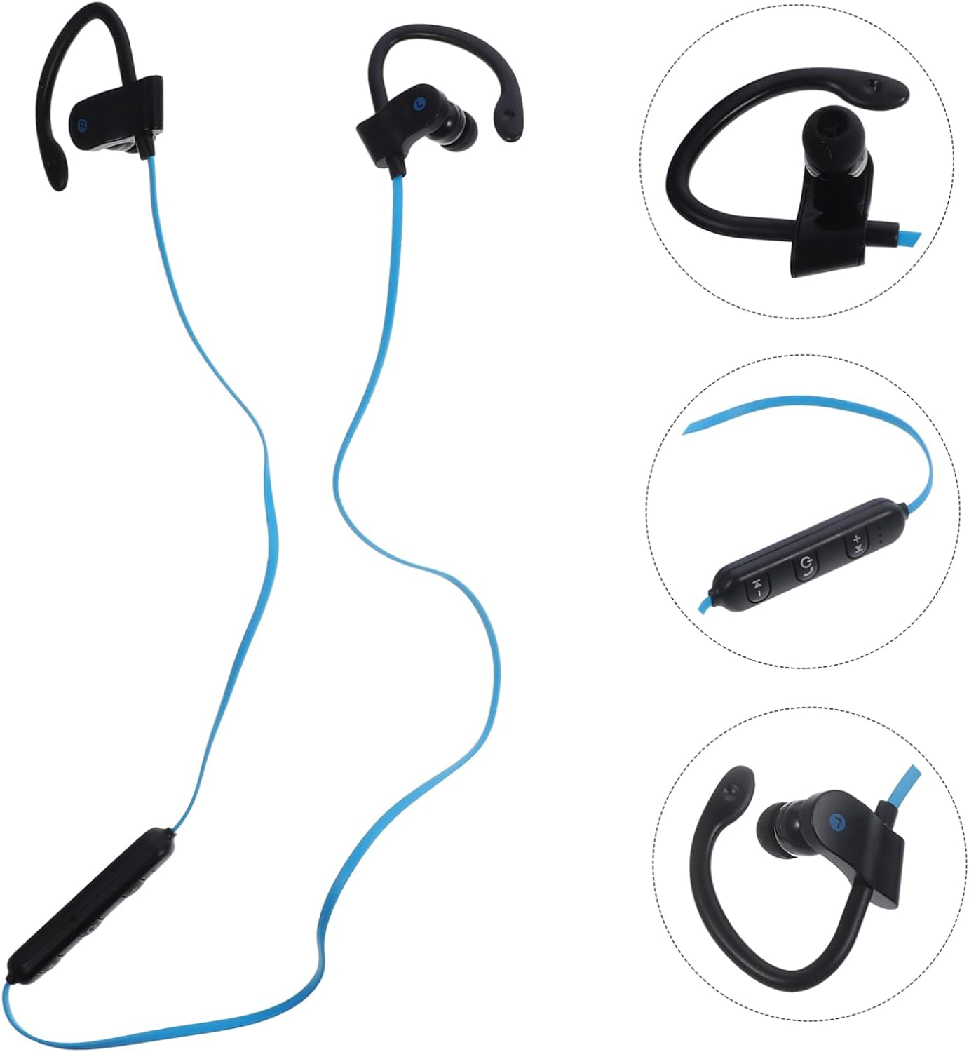 VERDANVERSE Ear Hook Stereo Headphones with Microphone Wired Earphones for Sports and Phone Calls Universal Fit Black and Navy image number 5
