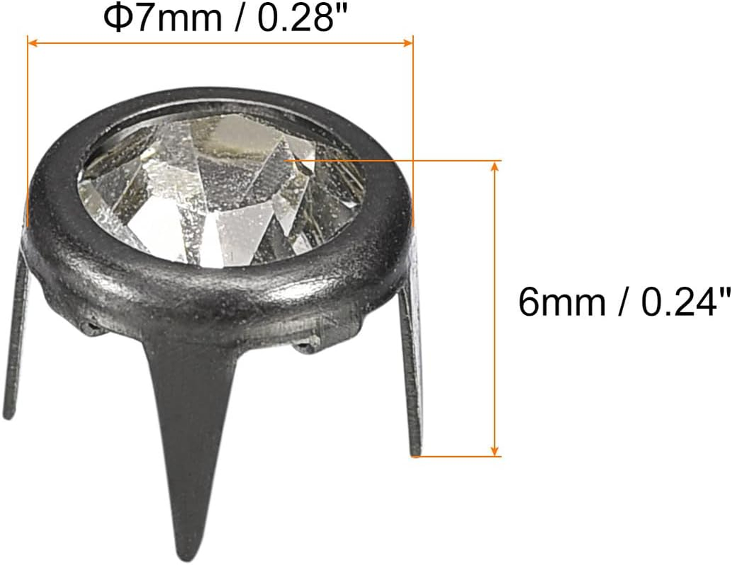 Sourcing Map 120Pcs Rhinestone Stud Refills, 7Mm/0.28" Rhinestone Claw Beads Nailhead, Rivets Metal Spikes Rivet Decorative for DIY Leather Craft Making Purse Clothing Shoes Belt, Black White