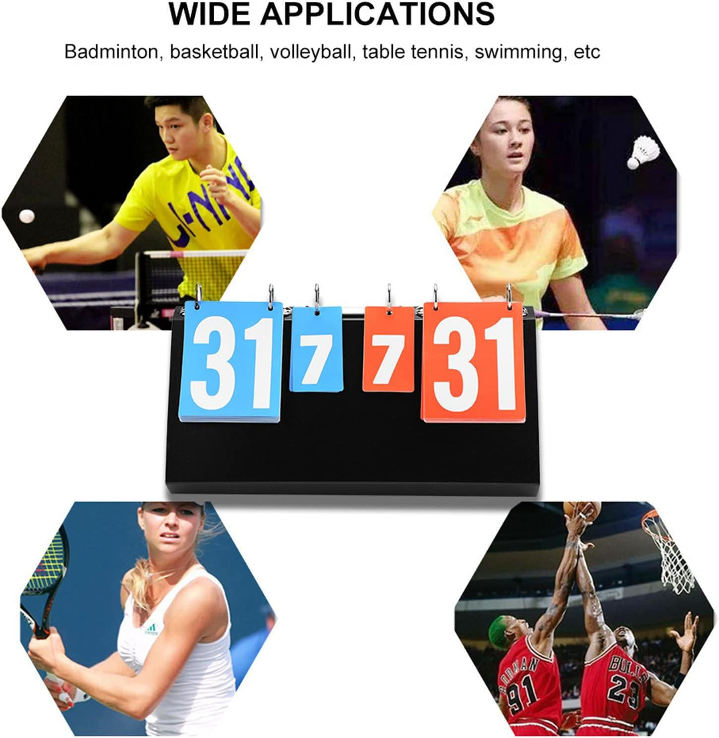 Leopacat Sports Scoreboard, 4 Digit Sports Scoreboard, Portable Tabletop Scorekeeper, Badminton Scorecard Multi-Functional Practical Scoreboard Flipper Flips for Ping Pong Soccer Classroom Activities image number 2