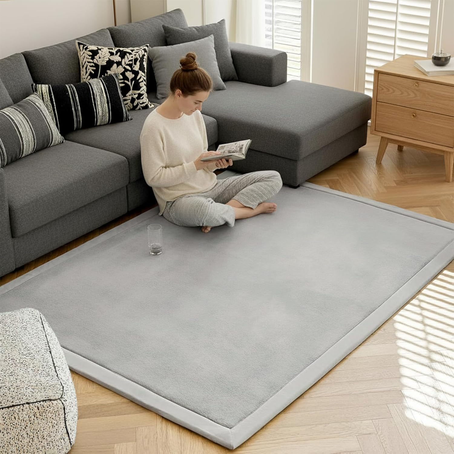 Ngardk Kids Baby Play Mat, 3Cm Thick Tatami Muscle Mat for Baby, Memory Mellow Foam Play Mat (Gray, 200 * 200Cm) image number 4