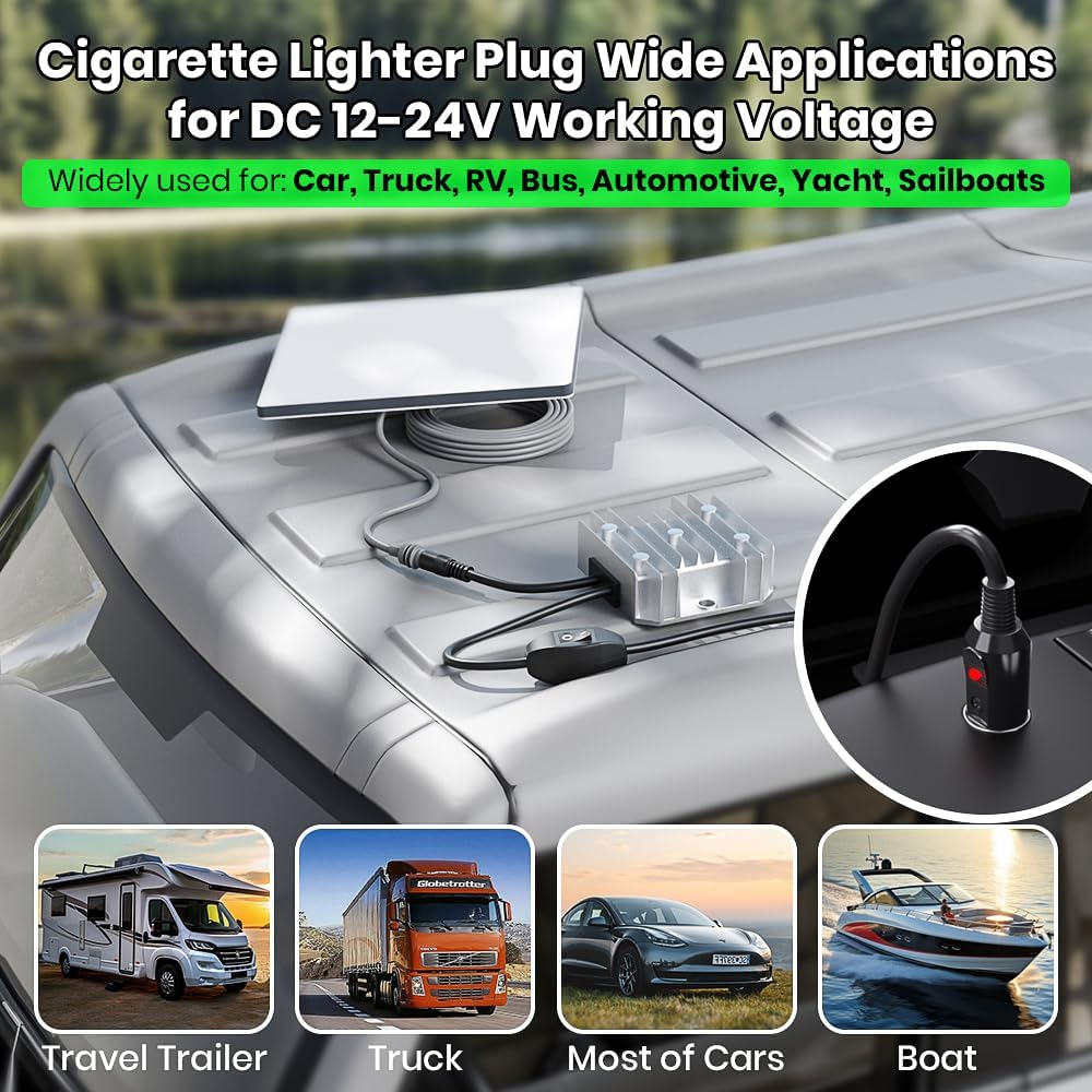 For Starlink Mini 12V Conversion Kit, 12V Power Cable with Cigarette Lighter Plug, 9-20V Step up 24V 72W Conversion Kit for Truck RV image number 1