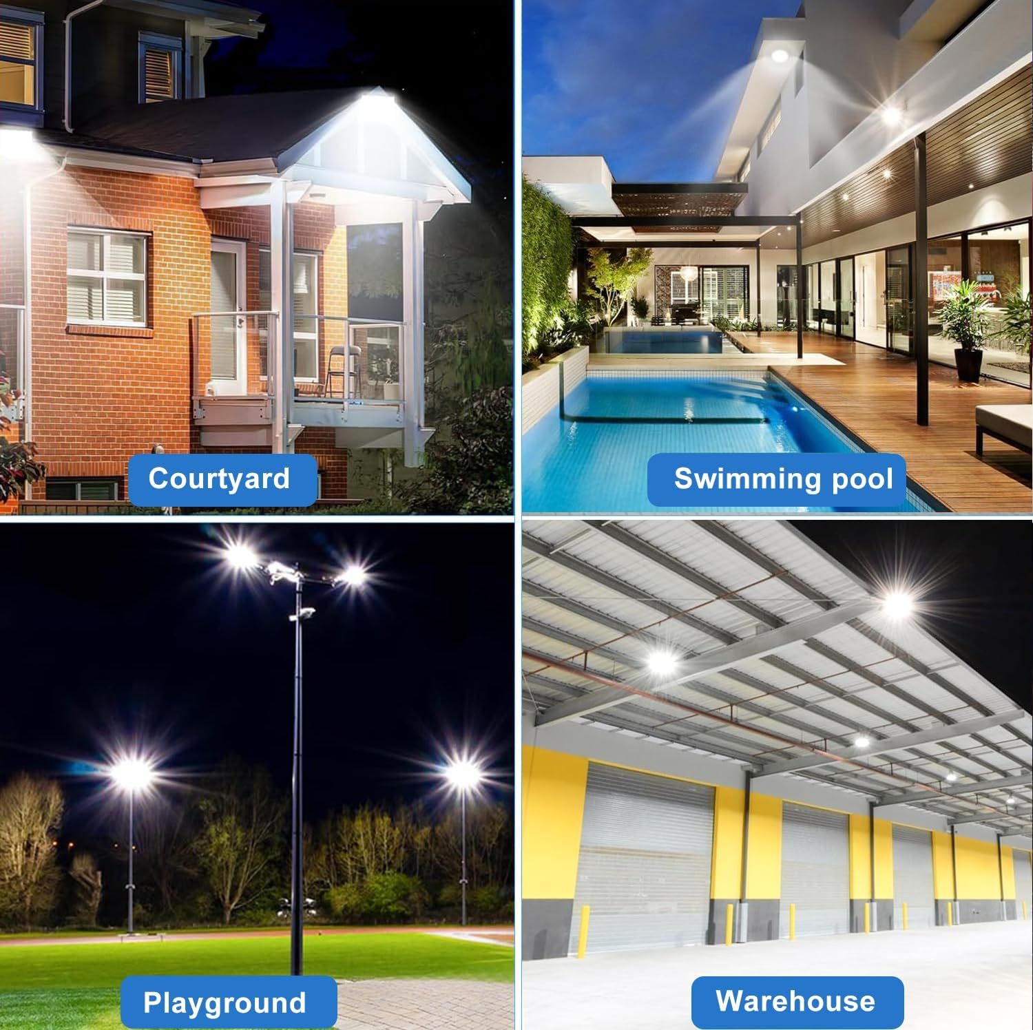 50W LED Flood Lights Outdoor, 5000LM Super Bright outside Floodlights, IP66 Waterproof 6500K Daylight White Security Lights, Plug in Flood Light for Yard Garage Garden Patio image number 3