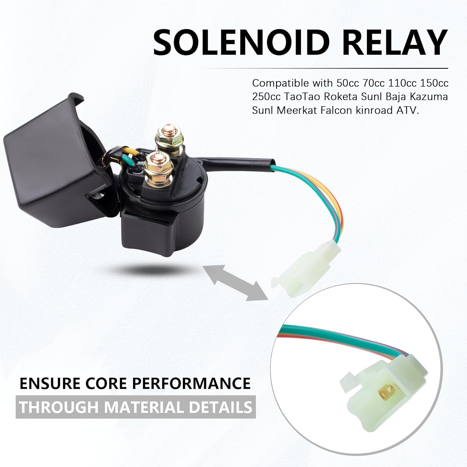 Ignition Coil 5-PIN CDI Box Solenoid 4-PIN Relay Voltage Regulator Spark Plug Kit for 50Cc 70Cc 90Cc 110Cc 125Cc ATV Chinese Go Kart Dirt Bike Pit Bike Taotao Moped Scooter image number 4