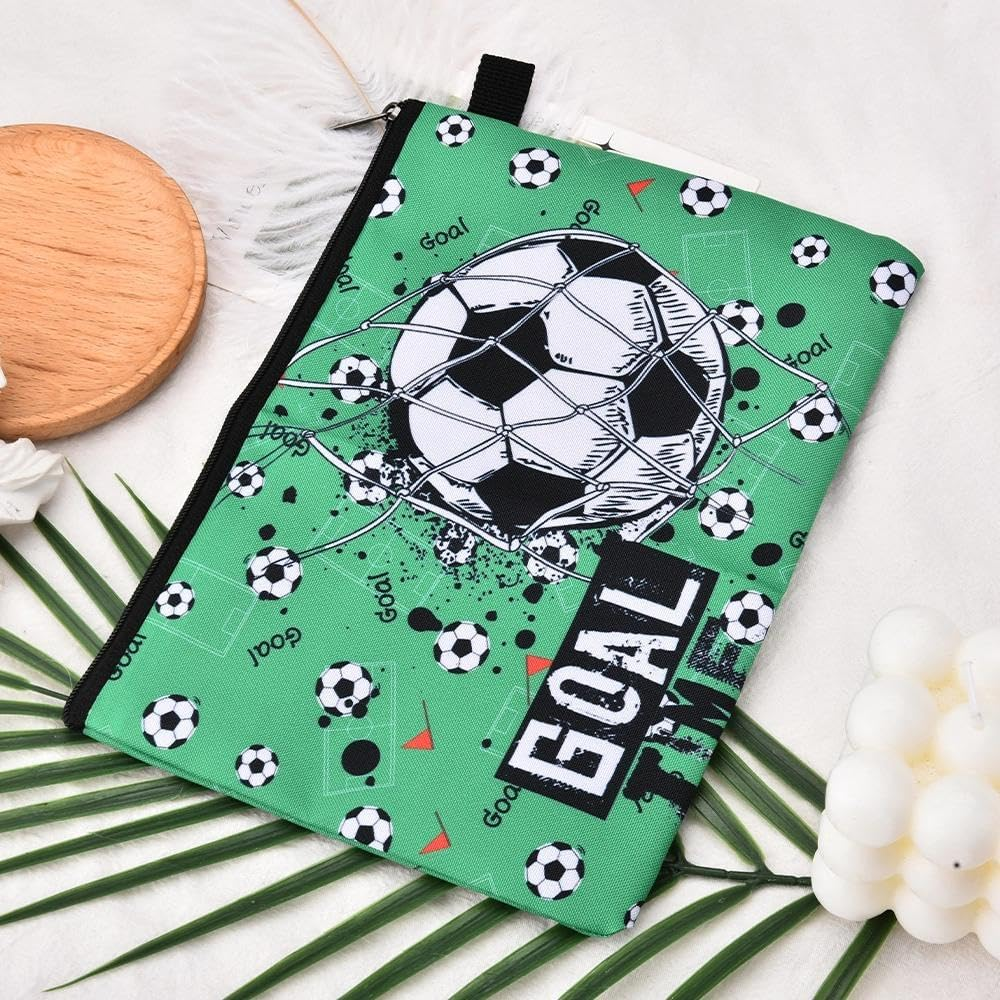 Soccer Makeup Bag Sports Cosmetic Pouch for Soccer Player Lover Goal Football Design Green Canvas Travel Toiletry Bag for Women Men Team Inspirational Christmas Birthday Gift image number 2