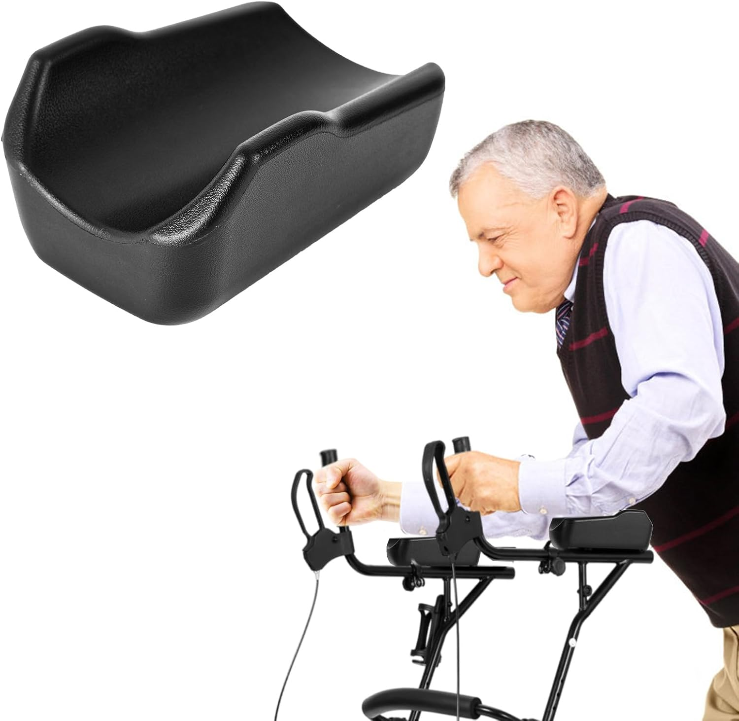 Rollator Armrest Pad, Stand up Rollator Armrest Pad Padded Armrest for Walkers Armrest for Upright Walker Rollator Accessories for Seniors (Black) image number 6