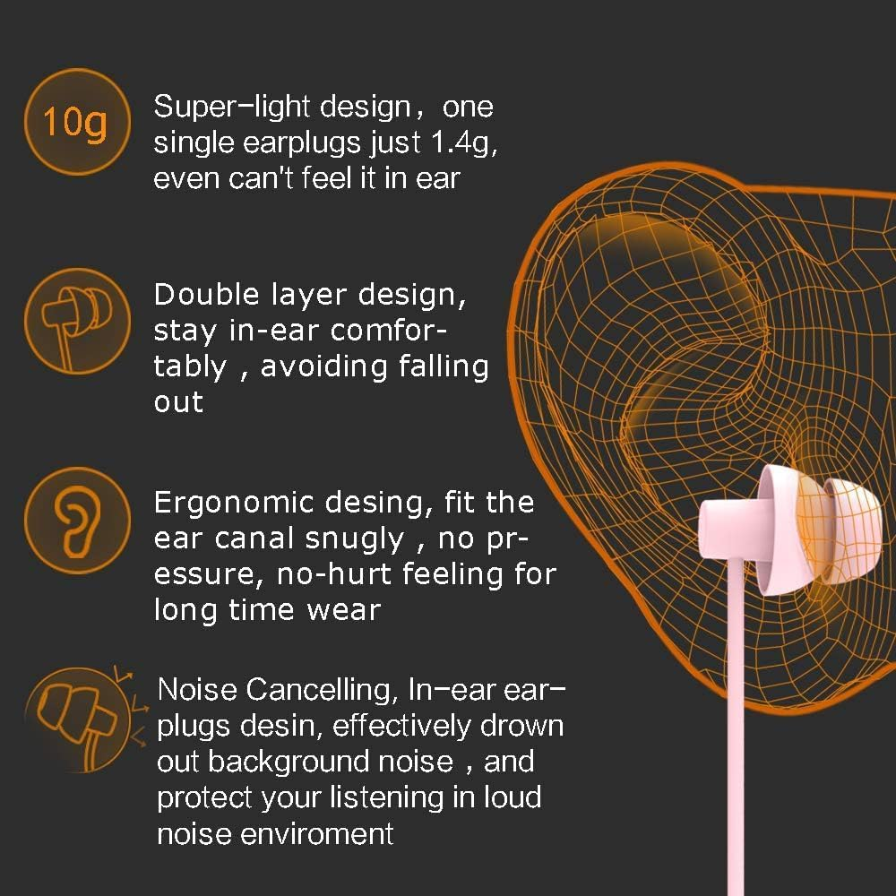 JIGCEN Wired Headphones, Earphones with Microphone, Noise Isolation Corded for 3.5Mm Ear Buds for Iphone, Ipad, Samsung, Computer, Laptop (Pink) - Beige image number 4