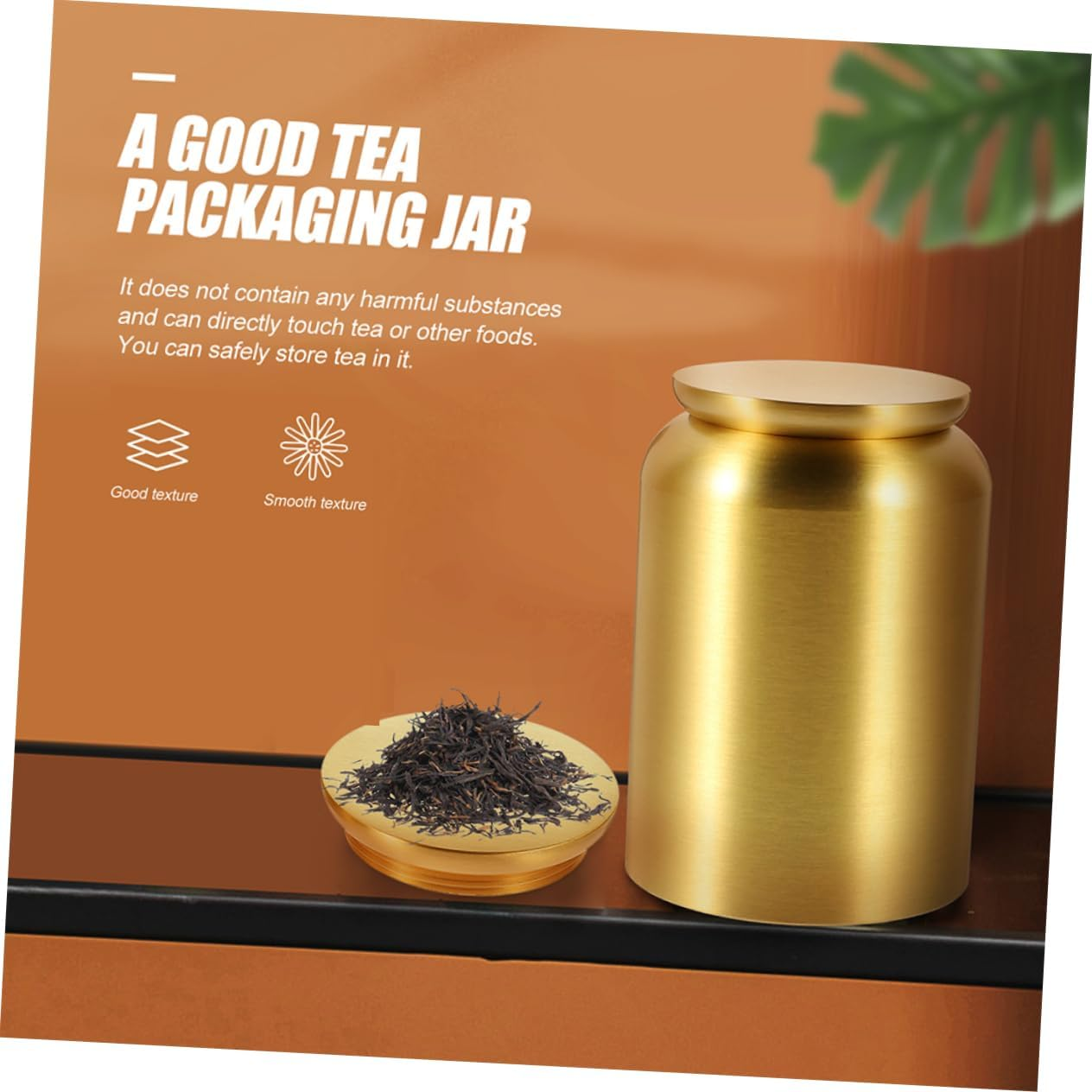 FOYTOKI Airtight Metal Tea Canister Portable Brass Tea Leaf Storage Tin Suitable for Home and Travel image number 6