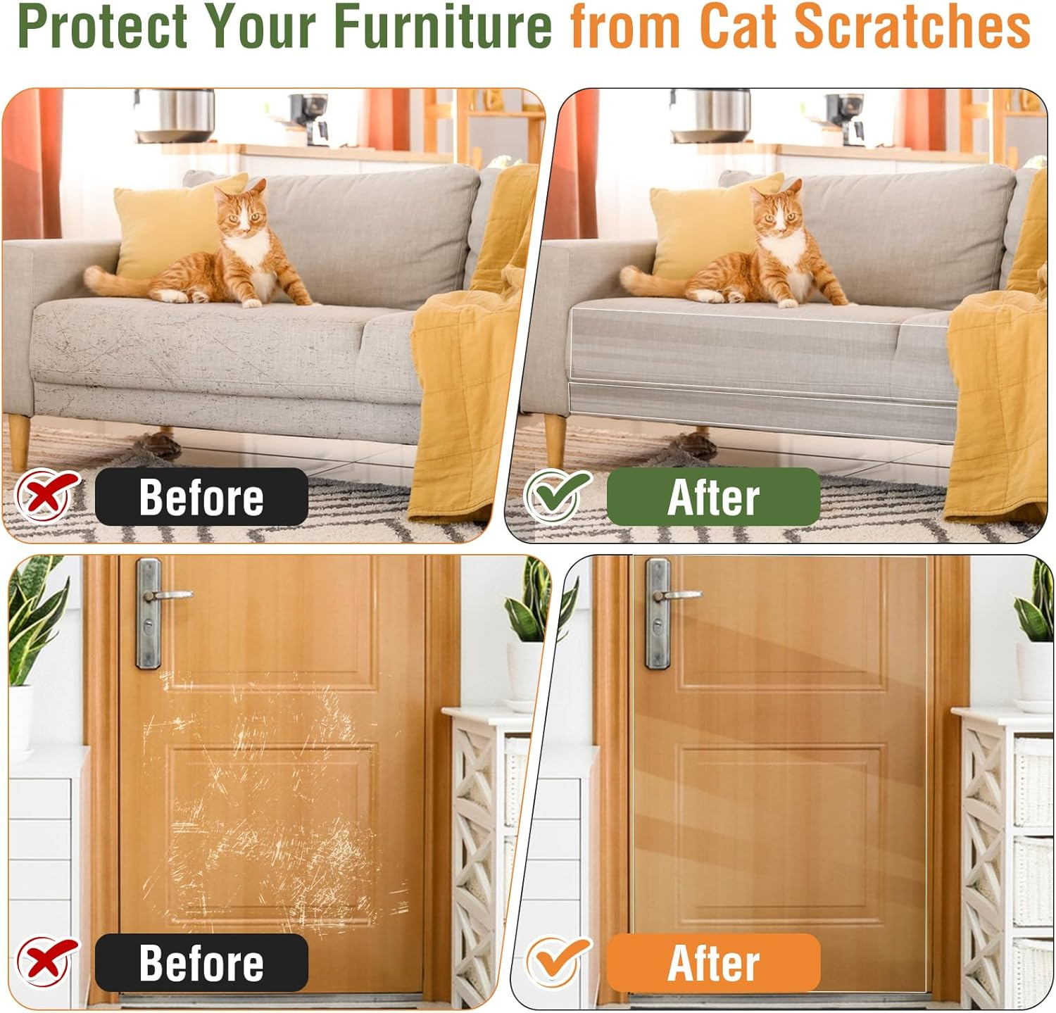 Scratching Film Cat Self-Adhesive 15 X 300 Cm, Scratch Protection Cat Tape, Cat Scratch Protection Sofa, Transparent, Couch Scratch Protection Cat, Anti-Scratch Tape for Furniture, Couch, Sofa, Wall,