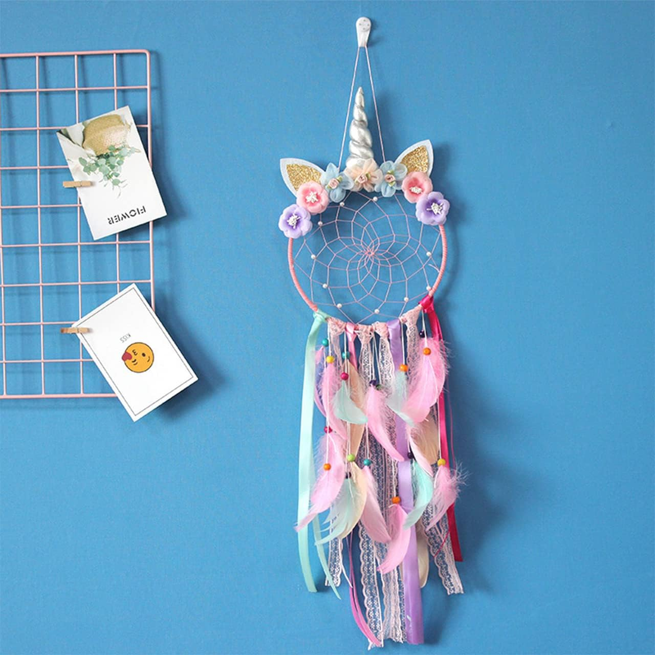 Unicorn Dream Catchers for Girls Wall Hanging Decor and Hair Clip Hanger Organizer Ornament Festival Gift image number 6