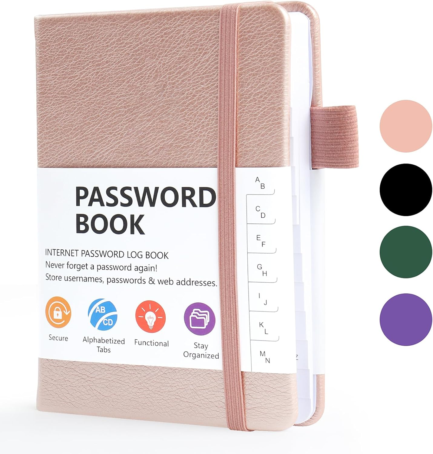 A6 Password Book Alphabetical with Tabs, Password Book for Seniors, Password Keeper Book for Computer and Website Login(Rose Gold) image number 4