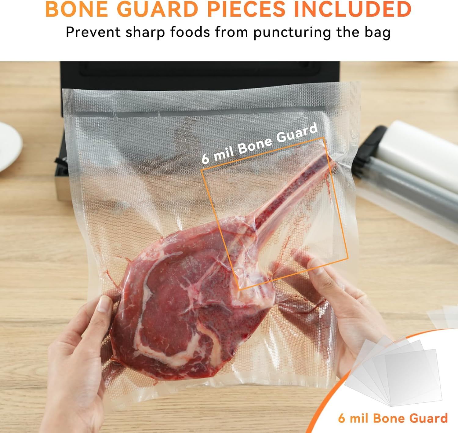 4 Pcak 20Cmx6M 28Cmx6M Vacuum Sealer Bags Food with Cutter, Wevac Vacuum Seal Bags BPA Free, Commercial Grade Compatible with All Vac Machines, Food Saver, Sous Vide and Great for Storage image number 6