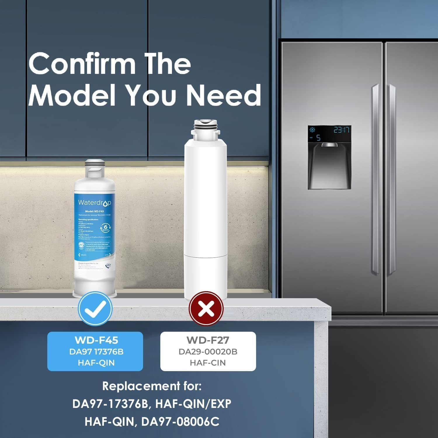 Waterdrop Water Filter Replacement for Samsung&reg; Fridge Water Filter DA97-17376B, HAF-QIN, HAF-QIN/EXP, RF28R7201SR, RF28R7351SG, WD-F45, 3 Filters image number 3