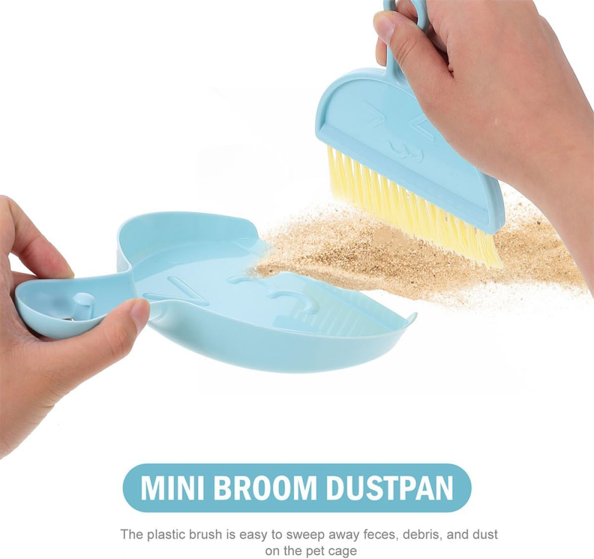 BESPORTBLE Hamster and Guinea Pig Cage Cleaning Brush Set with Dustpan Small Pet Cage Broom Kit for Litter Box Maintenance for Rabbits and Rodents image number 1