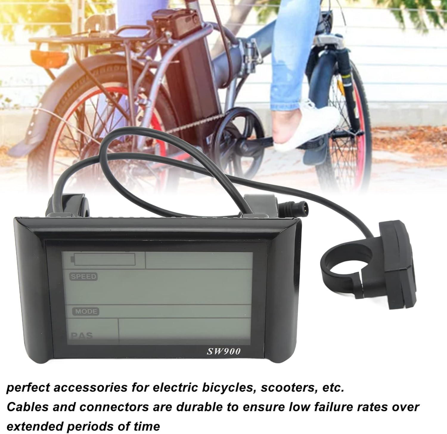 Changor Electric Bike LCD Display, SW900 Waterproof Connector Compact Lightweight LCD Display Meter, Rad Power Bike LCD Display Upgrade Replacement for Electric Bicycles Scooters, 22.5/25.4/28.6Mm image number 5