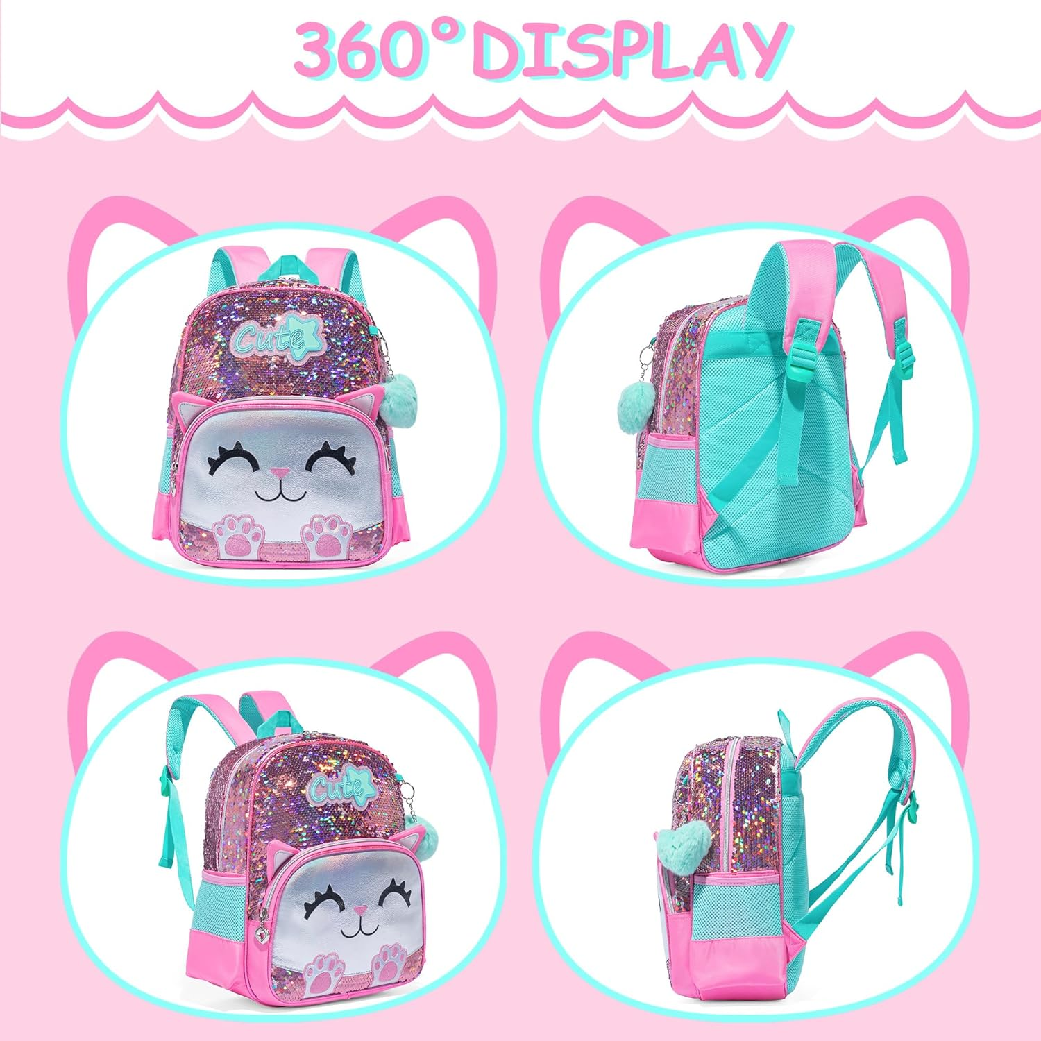 MYHSBYO Toddler Backpacks for Girls Boys 2-4 Kids Preschool Backpacks for Girls Boys Cute Kindergarten Backpack - Pink image number 4