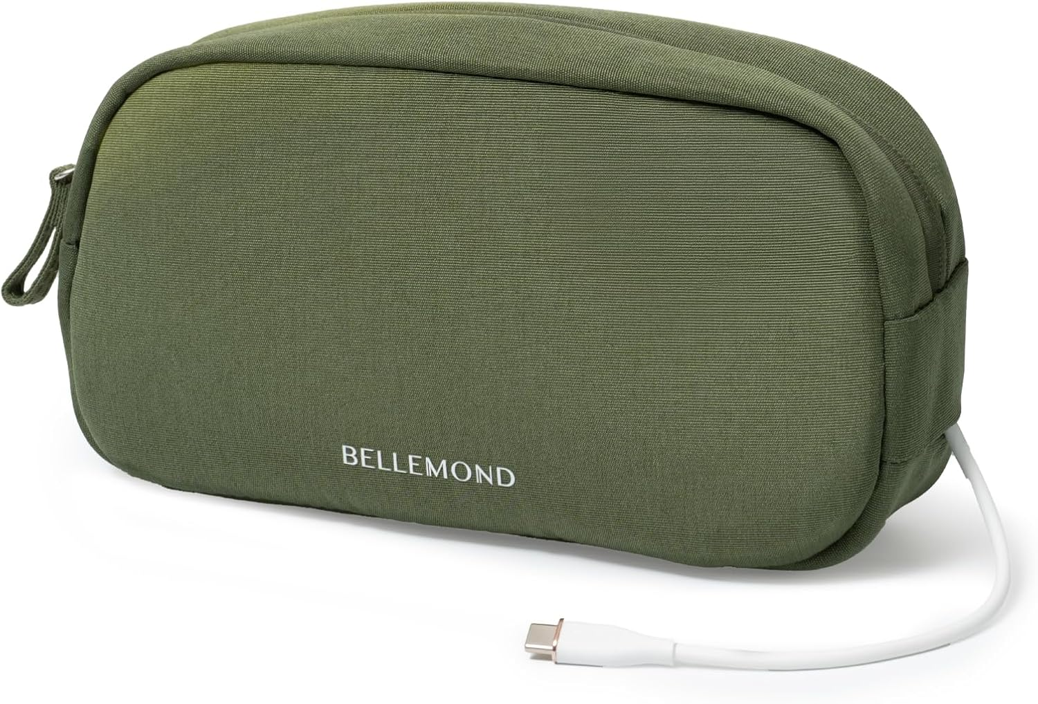 Bellemond「Totono+」| Cord Organizer Tech Pouch | Travel Electronics Organizer Case for Cables & Chargers | Hidden Airtag Slot & Cable Pass-Through | Designed in Japan | Bamboo Green