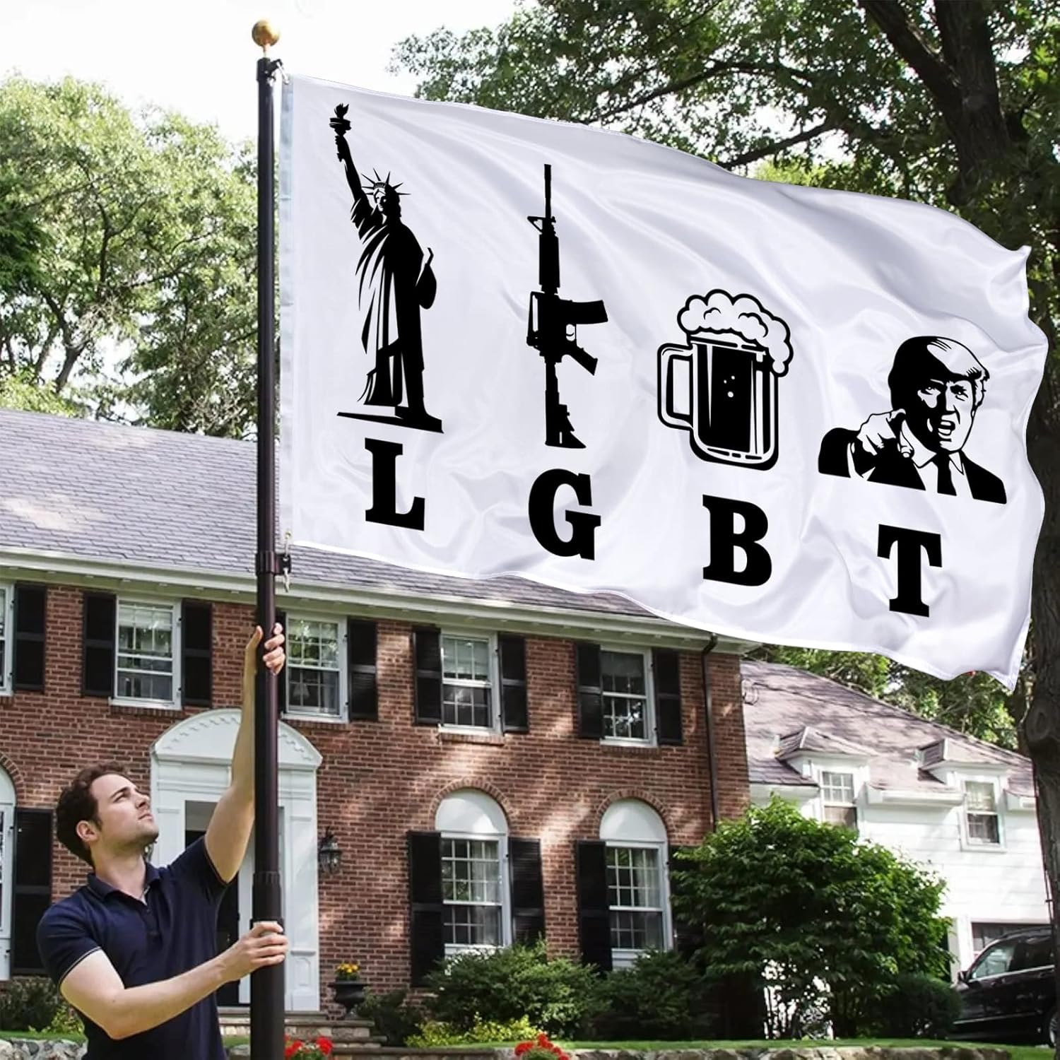 Liberty Guns Beer Trump Flag Trump Make America Great Again Flag Trump Is My President 3X5 Feet Indoor Outdoor Decoration (Trump) image number 1