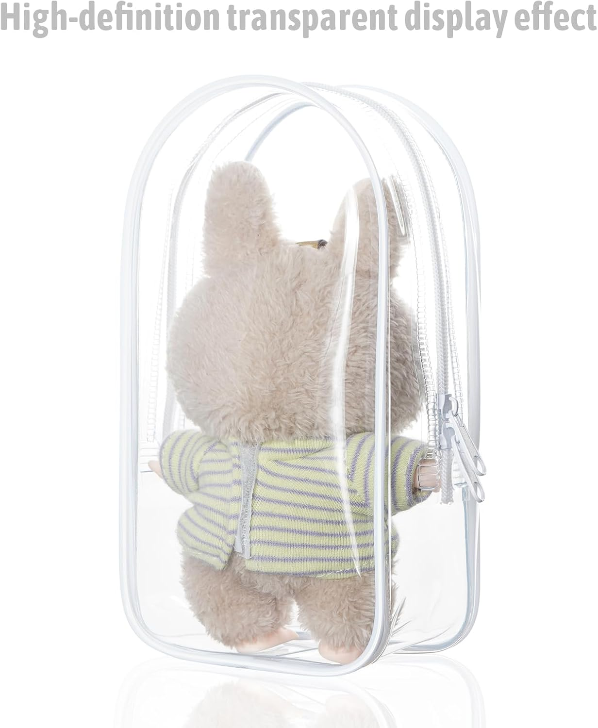 Clear Figure Display Bag with Keychain for Dolls, Anime Dolls, Figurines, Positive Doll Storage Bag, Pouch Keychain Charms, Waterproof, 8.2 * 4.6 Inch image number 5