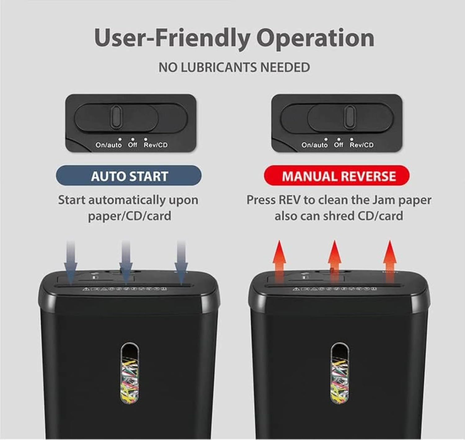 Paper Shredder, CD & Credit Card Strip Cut Paper Shredder for Home Office Use, P-2 Security Level, Shredder Machine with Overheat and Overload Protection image number 2