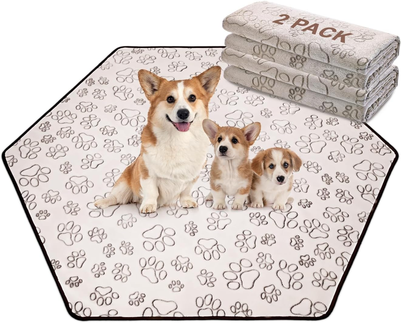 Qeils Reusable Puppy Pads, 2 Pack Washable Pee Pads for Dogs, Waterproof Non Slip Wee Wee Pad, Absorbent and Leakproof Training Mats for Potty, Crate, Playpen, Bed, Sofa, 18"X 24" image number 4