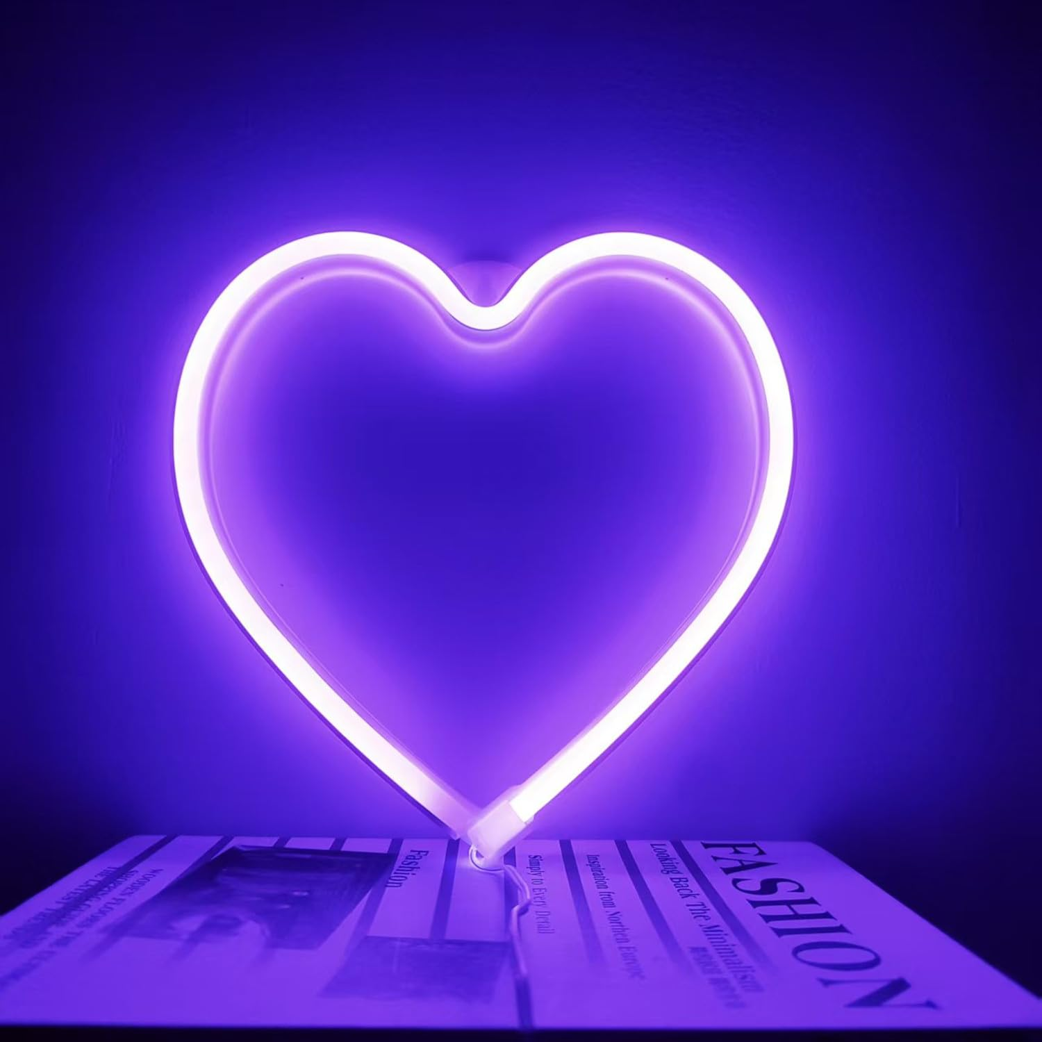 Hfhungkeong LED Neon Heart Sign, Love Heart Neon Light for Girls' Room, Purple Bedroom Dorm Decor, USB or Battery Operated Heart Lamp for Wedding, Valentine'S Day, Mother'S Day (1 Piece, Purple) image number 2