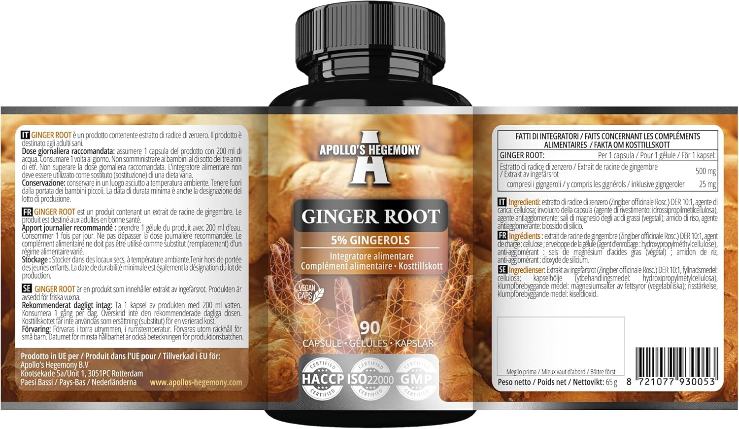 Ginger Root 500 Mg, Extract Contains 5% Gingerols, 90 Vegan Capsules, 3 Months Supply, Ginger Herbal Supplements - by Apollo'S Hegemony image number 3