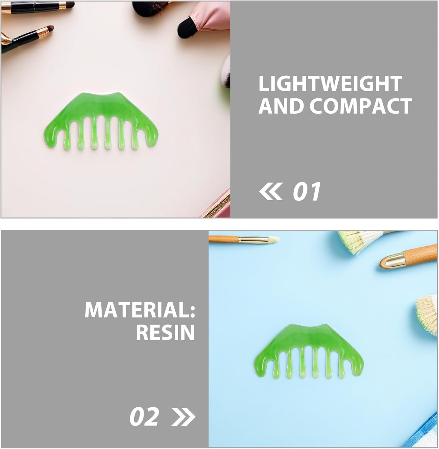 Healeved 4Pcs Scalp Massage Combs: Resin Head Massager Tool Gua Sha Comb Wide Tooth Hair Detangling Brush for Women Men Hair Facial Care image number 5