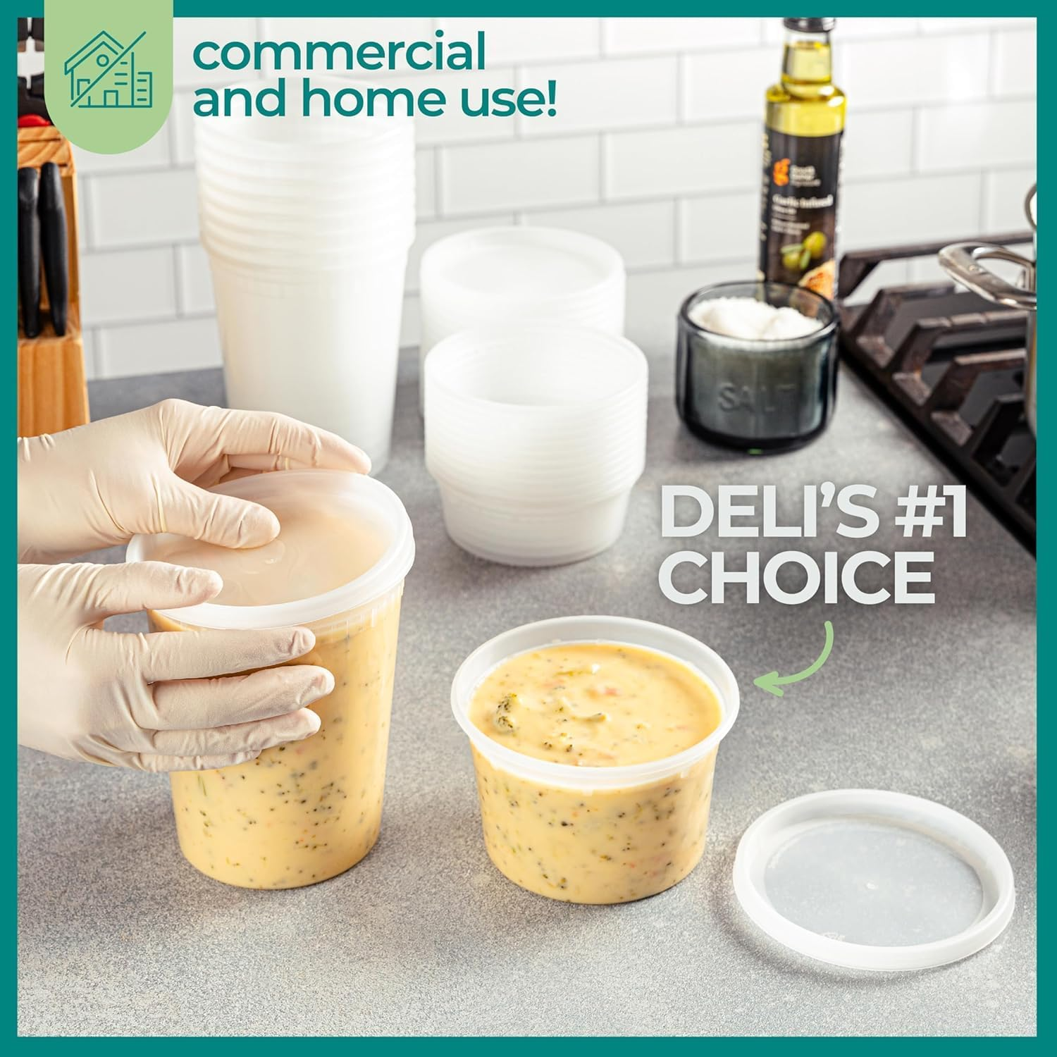 75 Pcs Deli Containers with Lids, [8/16/32Oz, Each 25Sets]Combo Plastic Food Storage Containers Premium Plastic Bpa-Free, Freezer Storage, Meal Prep Containers, Microwaveable & Dishwasher Safe image number 6