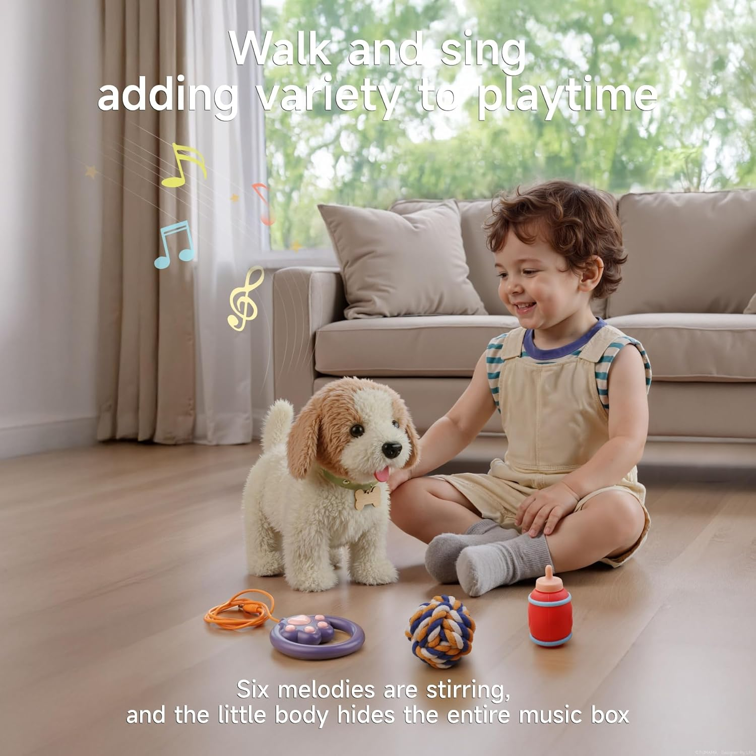 OR or TU Walking Barking Toy Dog with Remote Control Leash, Plush Puppy Electronic Interactive Toys for Kids, Shake Tail,Pretend Dress up Realistic Stuffed Animal Dog Age 3 4 5 6+ Years Old Best Gift image number 5