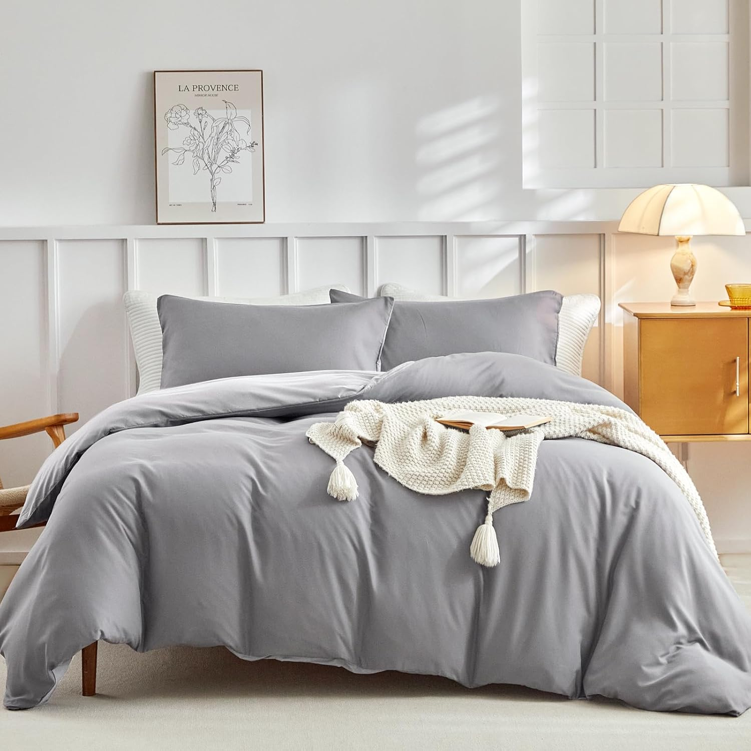 Tokokimo Queen Quilt Cover Set, Ultra Soft Microfiber Bedding Duvet Cover Set, 3 Piece Solid Color Doona Cover Set with Zipper Closure and Corner Ties (Navy, Queen)