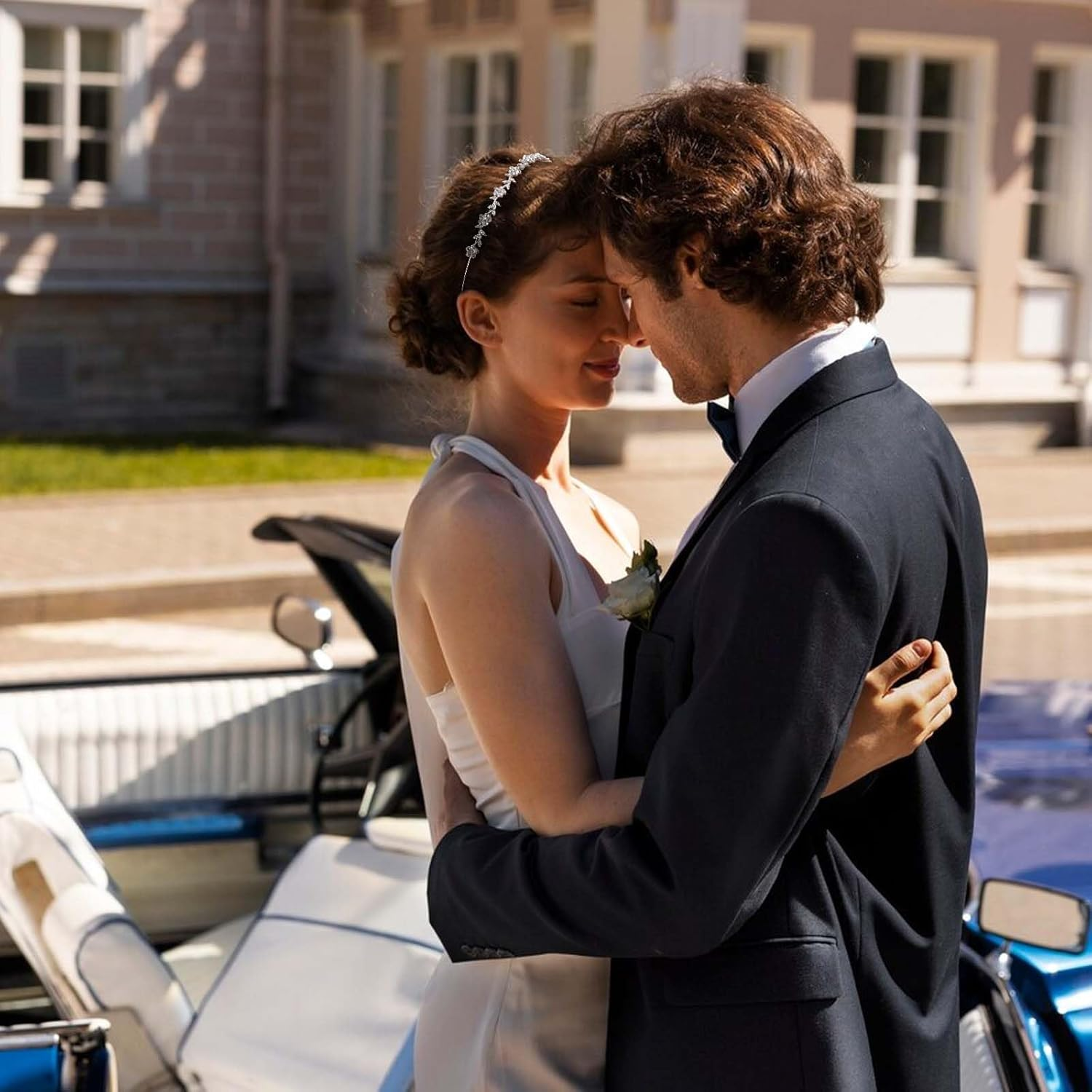 4Pcs Rhinestone Headband Silver Bridal Wedding Headband Crystal Flower Girl Leaves Crown Metal Hair Band Tiara Prom Hair Accessories Flower Leaf Headpiece for Women Girls Gift, Common, Metal image number 5