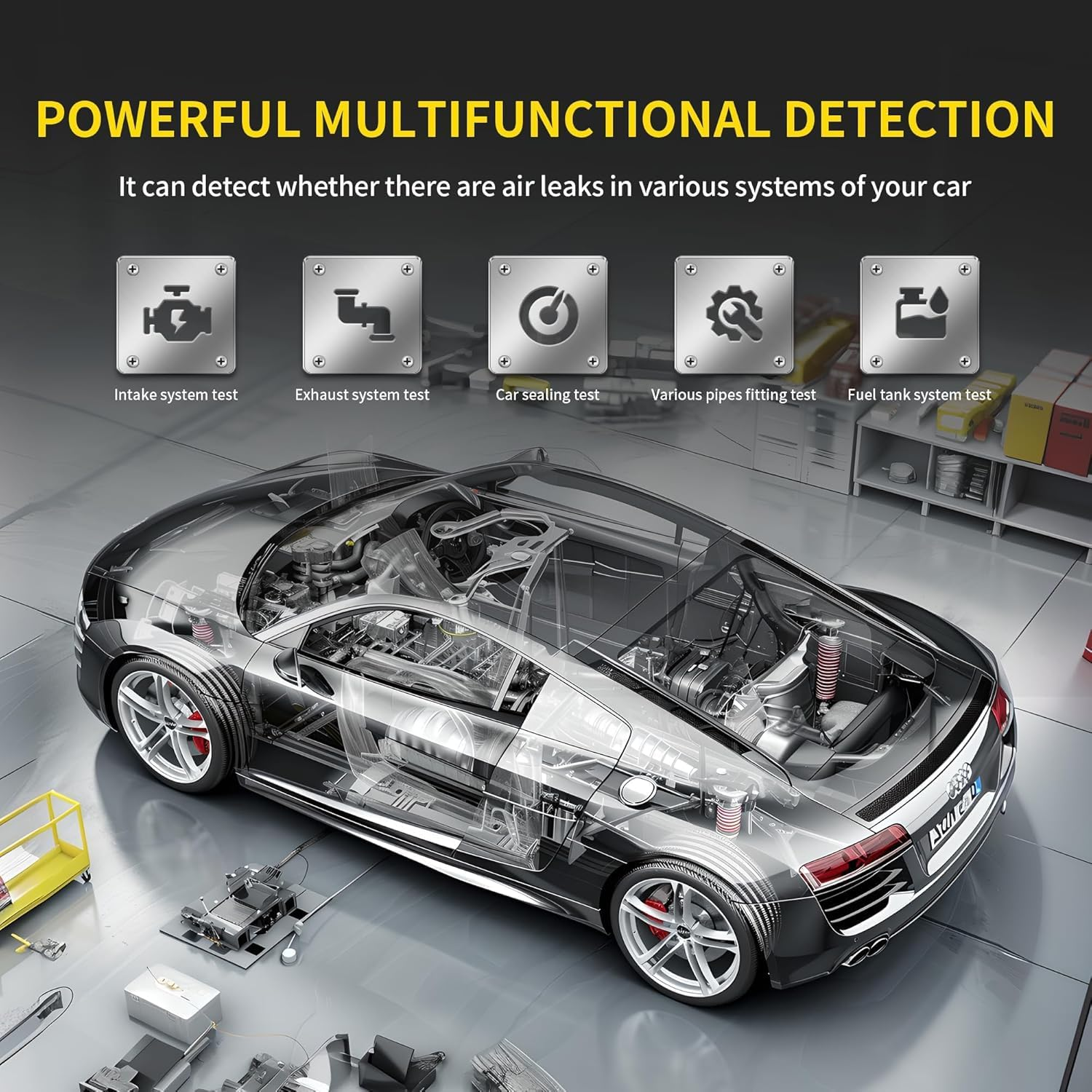 Kuntech Smoke Machine Automotive Built-In Air Pump, 12V DC Smoke Leak Detector for Pipe System, Fuel Leakage, Leakage Diagnostic Tester for Ute, Cars, Trucks, Motorcycle, ATV, Boats, Snowmobiles image number 1