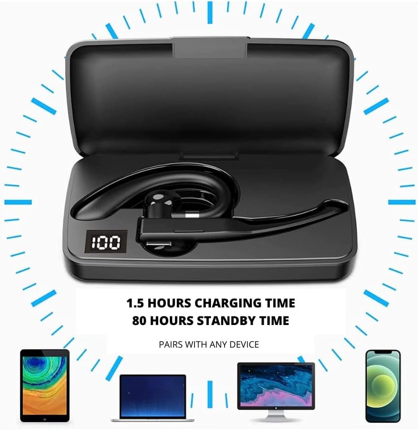 NK Wireless Bluetooth 5.0 Headphones + Charging Box 450 Mah - Headphones with Hands-Free Calling, Microphone, Clear Voice Technology, 100 Mah Battery, Ultra Light Weight - Iphone and Android image number 4