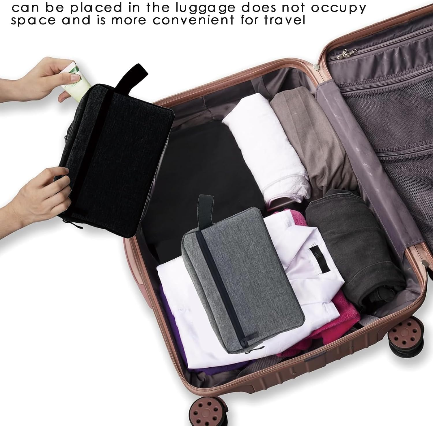 Portable Travel Wash Bag - 2Pcs Oxford Cloth Toiletry Organizer for Shower, Bathroom, Gym, and Shaving - Men'S Makeup Storage image number 5