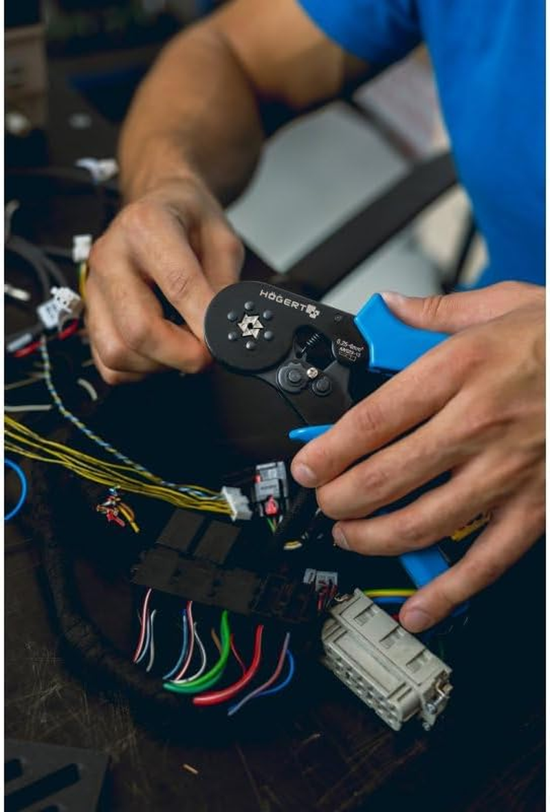 H&Ouml;GERT TECHNIK Crimping Tool for Thin Wall Sleeves 0.25-6.0Mm&sup2; (23-10AWG) 175Mm Hexagonal Press Tool Heavy Duty Ergonomic