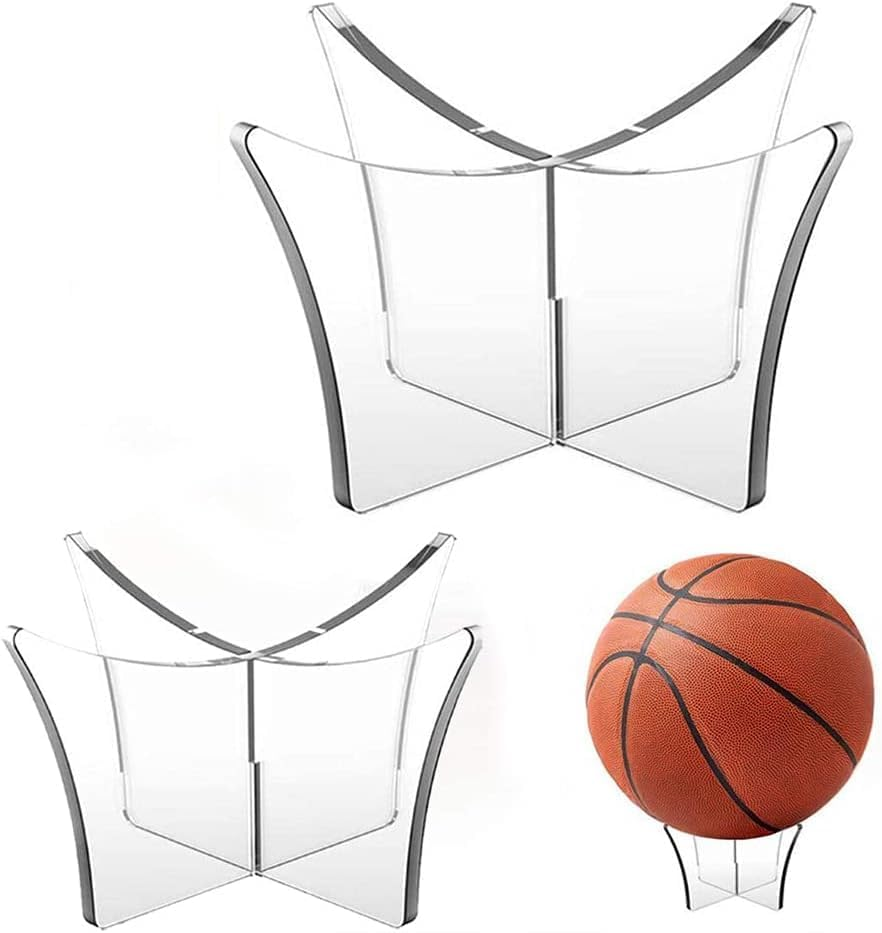 2Pcs Acrylic Ball Stand Holder - Clear Display for Basketball, Football, Soccer - Transparent Stand for Sports Balls